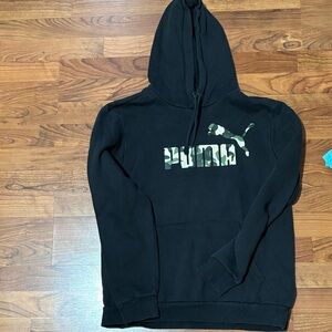 Puma Men's Black Hoodie with Camouflage Logo